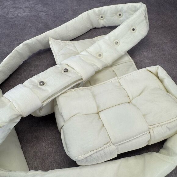 Authentic Bottega Veneta Tech Mini Small Padded Tech Cassette Shoulder Bag White - Picture 7 of 13